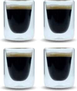 Orange85 Espresso Glazen - Set Van 4 - Kopjes - Dubbelwandig - Glas - 80ml - 5.5 X 7.5 Cm - Koffiekopjes -Bestek Verkoop 1020x1200