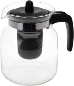 Merkloos Glazen Transparante Theepot 1.5 L Met Zwart Filter - Thee Drinken - Thee Serveren - Theepotten Met Filters -Bestek Verkoop 1029x1200 4