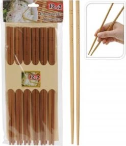 Merkloos 12 Paar Chopsticks - Bamboe - Sushi Eetstokjes - Lengte 24 Cm