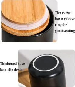 Voorraadpotten Keramiek - Suikerpot 3 Stuks - Deksel Bamboe - Luchtdict Voorraadbussen Potten - Wit -Bestek Verkoop 1037x1200 1