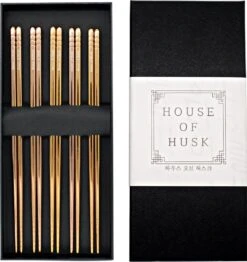 House Of Husk Chopsticks Set - Koreaanse Eetstokjes - Vaatwasserbestendig - RVS - 5 Paar - Rose Goud