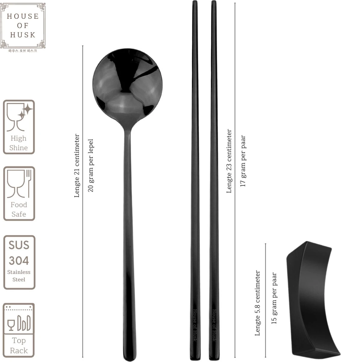 House Of Husk 1 Persoons Chopstick Set - 1 Paar Metalen Koreaanse Eetstokjes - Inclusief Eetlepel En Houder - RVS - Metaal - Eetstokjes - Koreaans - Vaatwasserbestendig - Sushi Chopsticks - Noodles - Zwart 4 House Of Husk 1 Persoons Chopstick Set - 1 Paar Metalen Koreaanse Eetstokjes - Inclusief Eetlepel En Houder - RVS - Metaal - Eetstokjes - Koreaans - Vaatwasserbestendig - Sushi Chopsticks - Noodles - Zwart - Afbeelding 2