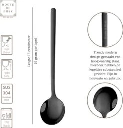 House Of Husk® Theelepels Set - Theelepeltjes - Koffielepels - Koffielepeltjes - RVS - 13cm - 12 Stuks - Zwart -Bestek Verkoop 1150x1200