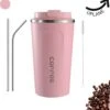 Thermosbeker - Koffiebeker To Go - Travel Mug - Dubbelwandig, RVS & Lekvrij - Thermosbeker Koffie - 380 ML – Roze -Bestek Verkoop 1169x1200 2