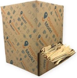 750 Stuks Houten Vork In Dispenser Box - Houten Bestek - Vorken - Bio Vorken - Hout In Dispenserdoos - Dispenser Doos Bestek - Karton Dispenser - Papier Dispenser Box Met Bestek - Cutlery - Biologisch Afbreekbaar - Milieuvriendelijk - FSC - Wegwerp -Bestek Verkoop 1179x1200 5