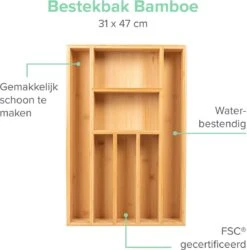 Coninx Bestekbak Bamboe 31CM Breed - Besteklade - Opbergbak - Duurzaam - Voor Laden Vanaf 47cm Diep -Bestek Verkoop 1185x1200 5