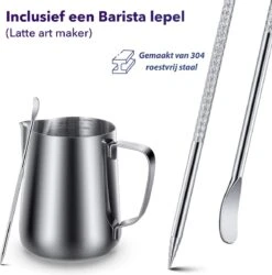 Qualitá® Melkkan Met Art Pen - Barista Melkkannetje - 350 ML - Melkopschuimkannen -Bestek Verkoop 1186x1200 4