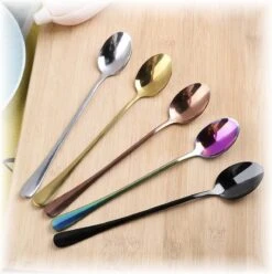 Fako Bijoux® - 6 Lange Lepels - Latte Macchiato - Longdrink - Cocktail - Dessert - IJs - Koffie - Zilver - 6 Stuks - Bewaarzakje -Bestek Verkoop 1196x1200 16