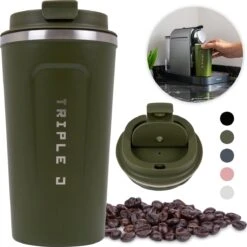 Triple J® Koffiebeker To Go - Thermosbeker - BPA & Lekvrij - 510ml - Groen