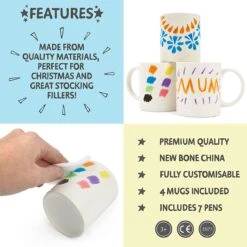 TWIDDLERS Doe-Het-Zelf Mokken Beschilderen Pakket Met 4 Mokken & 7 Keramiekstiften - Decoreer Je Eigen Mok Knutselproject Voor Kinderen - Mooi Als Cadeau Voor Moederdag/Vaderdag 12 TWIDDLERS Doe-Het-Zelf Mokken Beschilderen Pakket Met 4 Mokken & 7 Keramiekstiften - Decoreer Je Eigen Mok Knutselproject Voor Kinderen - Mooi Als Cadeau Voor Moederdag/Vaderdag -Bestek Verkoop 1199x1200 2