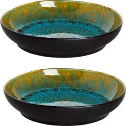 Palmer Bord Diep Lotus 21 Cm Zwart Turquoise Stoneware 2 Stuk(s) -Bestek Verkoop 1199x1200 3