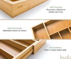 Budu Uitschuifbare Bamboe Bestekbak #38 (38 Cm Diep) - Bestekcassette Hout - Besteklade - 38 X 29,5 - 47,8 Cm - 5/7 Vakken -Bestek Verkoop 1200x1000 5