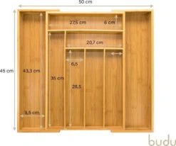 Budu Uitschuifbare Bamboe Bestekbak #45 (45 Cm Diep) - Bestekcassette Hout - Besteklade - 45 X 30,6 - 50 Cm - 6/8 Vakken -Bestek Verkoop 1200x1000 7