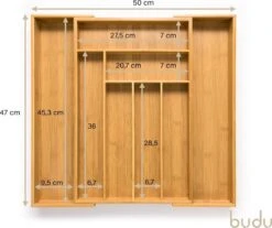 Budu Uitschuifbare Bamboe Bestekbak #47 (47 Cm Diep) - Bestekcassette Hout - Besteklade - 47 X 30,6 - 50 Cm - 6/8 Vakken -Bestek Verkoop 1200x1005 2