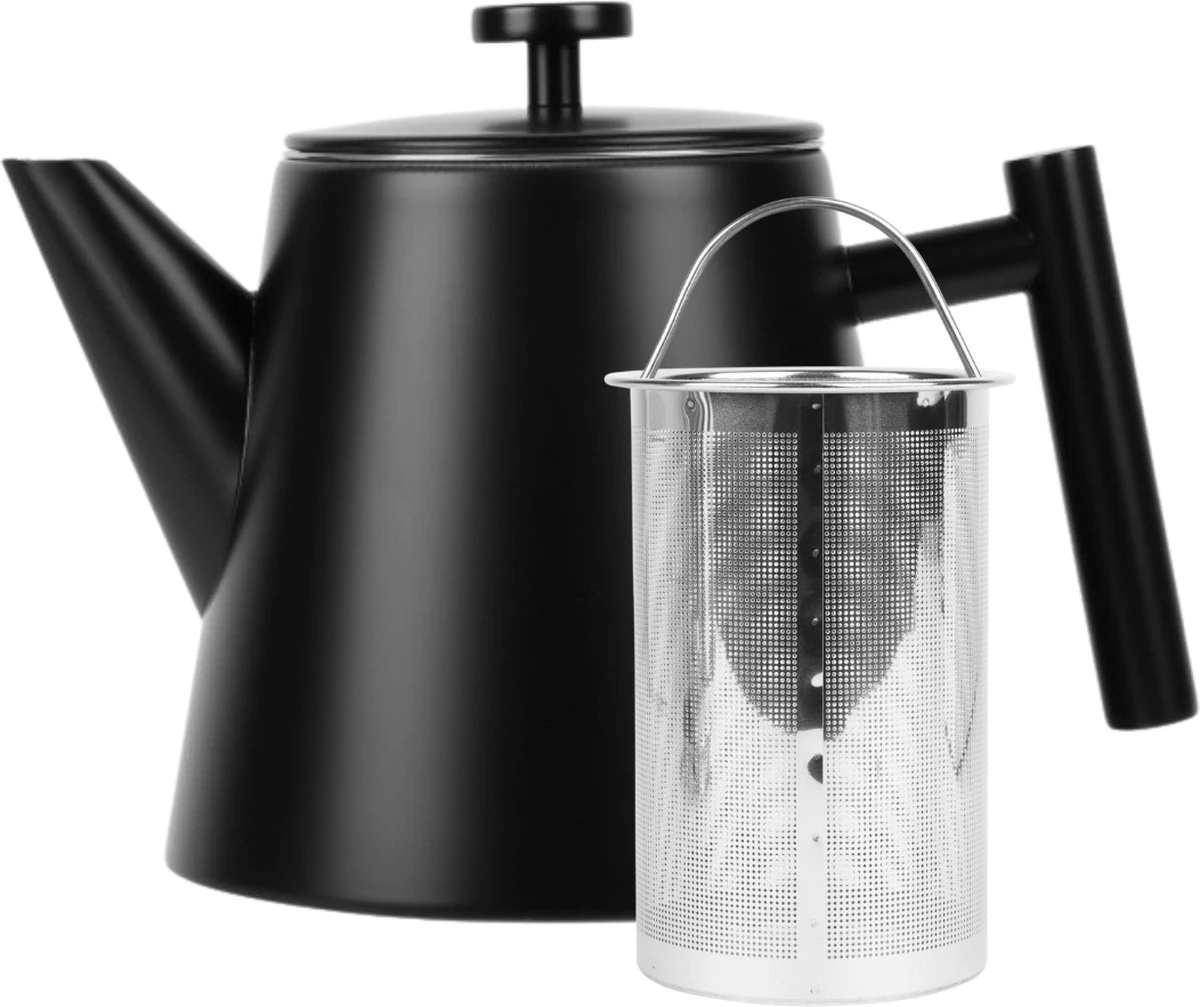 Castagnola Theepot Met Filter – Theekan – Theepot Dubbelwandig – Theepot Roestvrijstaal – Hoogwaardig RVS – 1 Liter – 5 Kopjes Thee – Zwart 3 Castagnola Theepot Met Filter – Theekan – Theepot Dubbelwandig – Theepot Roestvrijstaal – Hoogwaardig RVS – 1 Liter – 5 Kopjes Thee – Zwart