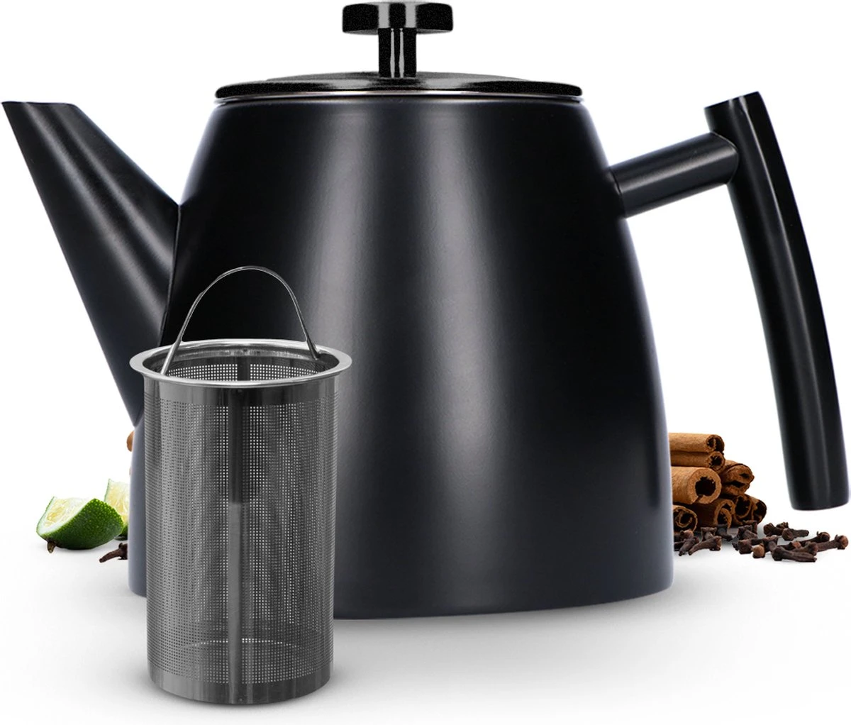 Vaja® Camille Theepot Zwart Met Filter - 1 Liter - RVS - Dubbelwanding 13 Vaja® Camille Theepot Zwart Met Filter - 1 Liter - RVS - Dubbelwanding - Afbeelding 11