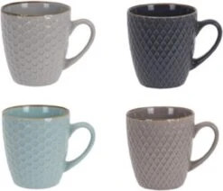 Excellent Houseware Set Van 4x Stuks Luxe Gekleurde Stoneware Bekers/koffiekopjes 200 Ml - Kopjes/koffiebekers -Bestek Verkoop 1200x1030 1
