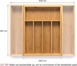 Budu Uitschuifbare Bamboe Bestekbak #38 (38 Cm Diep) - Bestekcassette Hout - Besteklade - 38 X 29,5 - 47,8 Cm - 5/7 Vakken -Bestek Verkoop 1200x1033 4