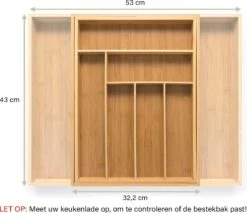 Budu Uitschuifbare Bamboe Bestekbak #43 (43 Cm Diep) - Bestekcassette Hout - Besteklade - 43 X 32,2 - 53 Cm - 6/8 Vakken -Bestek Verkoop 1200x1036 5