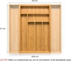 Budu Uitschuifbare Bamboe Bestekbak #47 (47 Cm Diep) - Bestekcassette Hout - Besteklade - 47 X 30,6 - 50 Cm - 6/8 Vakken -Bestek Verkoop 1200x1041