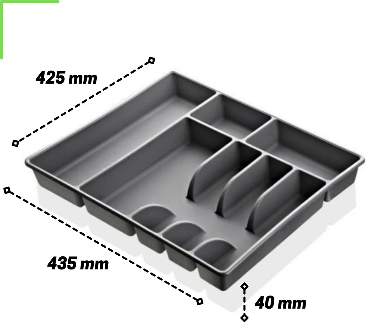 Emhouse XL Bestekcassette Bestekbak Kunststof Besteklade Bestekbak 43,5x42,5x4 Cm Wit 5 Emhouse XL Bestekcassette Bestekbak Kunststof Besteklade Bestekbak 43,5x42,5x4 Cm Wit - Afbeelding 3