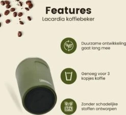 LaCardia Koffiebeker To Go Premium Groen – Thermosbeker – Theebeker – 380ML – Herbruikbaar -Bestek Verkoop 1200x1090