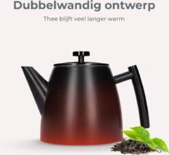 Vaja® Camille Theepot Zwart Met Filter - 1 Liter - RVS - Dubbelwanding 15 Vaja® Camille Theepot Zwart Met Filter - 1 Liter - RVS - Dubbelwanding -Bestek Verkoop 1200x1099 5