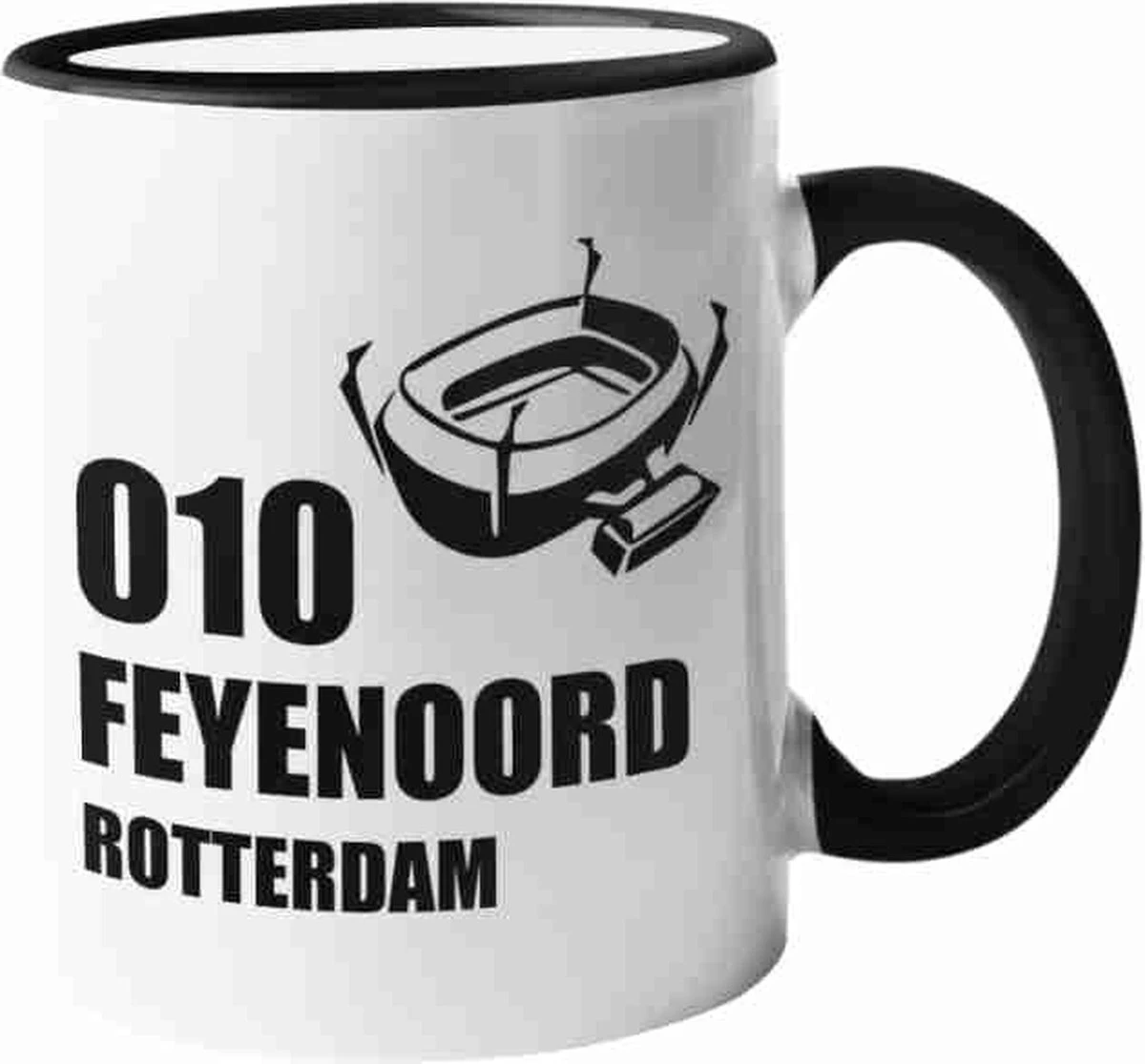 Mok Met ZWART Handvat | 010 Feyenoord Rotterdam | Met De Kuip | Mok Voor Fan | 3 Mok Met ZWART Handvat | 010 Feyenoord Rotterdam | Met De Kuip | Mok Voor Fan |