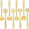 Fako Bijoux® - Bloemen Lepels Set - Theelepel / Koffielepel - 12cm - Goud - 8 Stuks -Bestek Verkoop 1200x1125