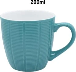 Orange85 Koffiekopjes Gekleurd - Set Van 6 - Koffiemokken - Streep - 200 Ml - Reliëf - Aardewerk - Met Oor - Theemokken -Bestek Verkoop 1200x1136 2