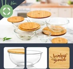 Klarstein Glazen Serveerschaal Met Bamboe Deksel - Afwasmachinebestendig - Veelzijdig Inzetbaar -Bestek Verkoop 1200x1144 5