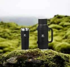 MacGyver RVS Thermoskan 1.5 Ltr – RVS Thermosbeker 0,55 Ltr - Langdurig Warm/koud - Zwart -Bestek Verkoop 1200x1145