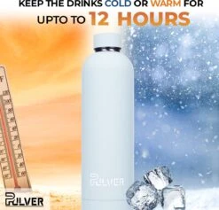 Pulver - RVS Thermosfles / Drinkfles – BPA Vrij – 750 Ml - Waterfles Met Draaidop – Drinkfles – Dubbele Isolatie - Rubberen Coating- Licht Groen -Bestek Verkoop 1200x1150