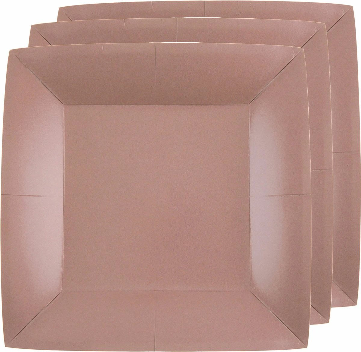 Santex Feest Ontbijt/gebak Bordjes - 20x Stuks - Papier/karton Vierkant - Rose Goud - 18cm 3 Santex Feest Ontbijt/gebak Bordjes - 20x Stuks - Papier/karton Vierkant - Rose Goud - 18cm