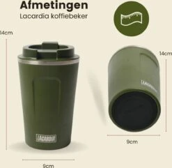 LaCardia Koffiebeker To Go Premium Groen – Thermosbeker – Theebeker – 380ML – Herbruikbaar -Bestek Verkoop 1200x1171 1