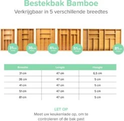 Coninx Bestekbak Bamboe 31CM Breed - Besteklade - Opbergbak - Duurzaam - Voor Laden Vanaf 47cm Diep -Bestek Verkoop 1200x1171 7