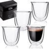 Dubbelwandige ESPRESSO Glazen Van Borosilicaat - Warme En Koude Dranken Kopjes - 70 ML - Set Van 4 -Bestek Verkoop 1200x1172