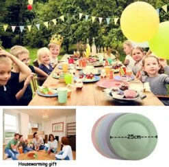 Onbreekbare Borden Van 25 Cm, 6-delige Set, Herbruikbare Platte Borden Met Luffas-afwasborstels, Eetborden, Kunststof, Licht Voor Feestjes, Kamperen, BBQ/pizza, Magnetronbestendig, Vaatwasmachinebestendig, BPA-vrij (veelkleurig) -Bestek Verkoop 1200x1182 2