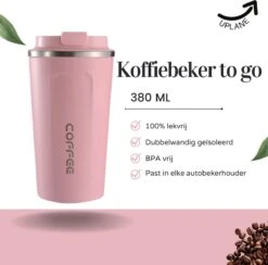 Thermosbeker - Koffiebeker To Go - Travel Mug - Dubbelwandig, RVS & Lekvrij - Thermosbeker Koffie - 380 ML – Roze 9 Thermosbeker - Koffiebeker To Go - Travel Mug - Dubbelwandig, RVS & Lekvrij - Thermosbeker Koffie - 380 ML – Roze -Bestek Verkoop 1200x1184 2