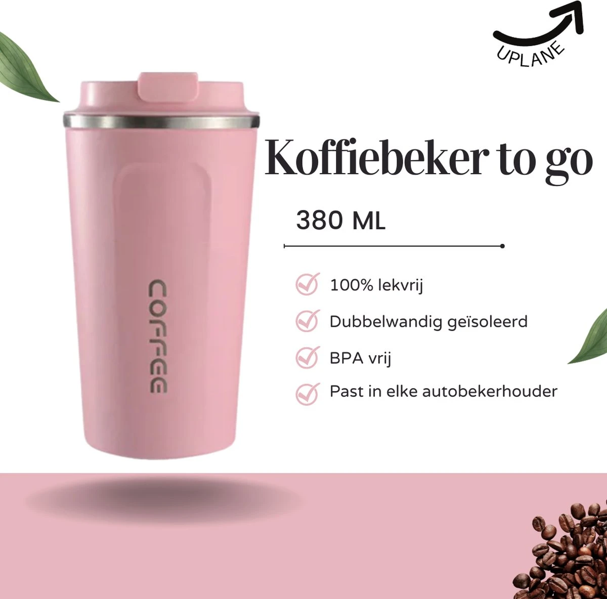 Thermosbeker - Koffiebeker To Go - Travel Mug - Dubbelwandig, RVS & Lekvrij - Thermosbeker Koffie - 380 ML – Roze 5 Thermosbeker - Koffiebeker To Go - Travel Mug - Dubbelwandig, RVS & Lekvrij - Thermosbeker Koffie - 380 ML – Roze - Afbeelding 3