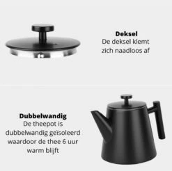 Castagnola Theepot Met Filter – Theekan – Theepot Dubbelwandig – Theepot Roestvrijstaal – Hoogwaardig RVS – 1 Liter – 5 Kopjes Thee – Zwart 17 Castagnola Theepot Met Filter – Theekan – Theepot Dubbelwandig – Theepot Roestvrijstaal – Hoogwaardig RVS – 1 Liter – 5 Kopjes Thee – Zwart -Bestek Verkoop 1200x1195 13