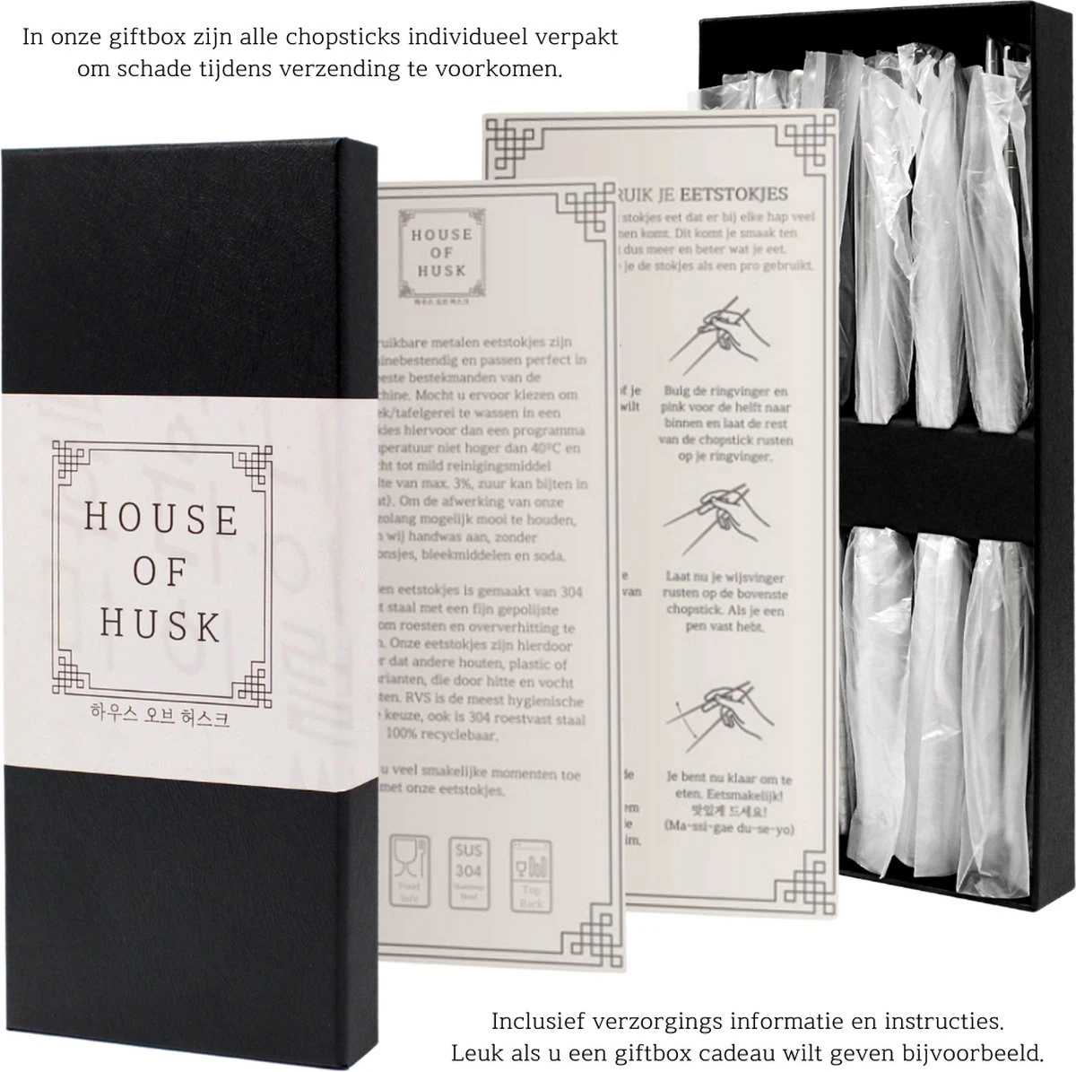 House Of Husk Chopsticks Set - Koreaanse Eetstokjes - Vaatwasserbestendig - RVS - 5 Paar - Zwart 10 House Of Husk Chopsticks Set - Koreaanse Eetstokjes - Vaatwasserbestendig - RVS - 5 Paar - Zwart - Afbeelding 8
