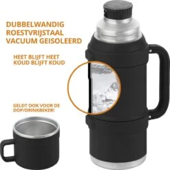 MacGyver RVS Thermoskan 1.5 Ltr – RVS Thermosbeker 0,55 Ltr - Langdurig Warm/koud - Zwart -Bestek Verkoop 1200x1198 2