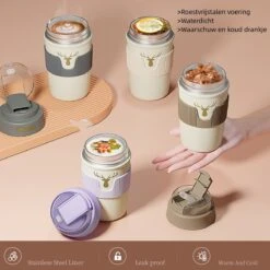 Floraweg Cup - Drinkbeker To GO- Lekvrij Dubbelwandig ,RVS 316, Thermosbeker Koffiebeker- Koffie En Thee - 400ml Zwart -Bestek Verkoop 1200x1200 10