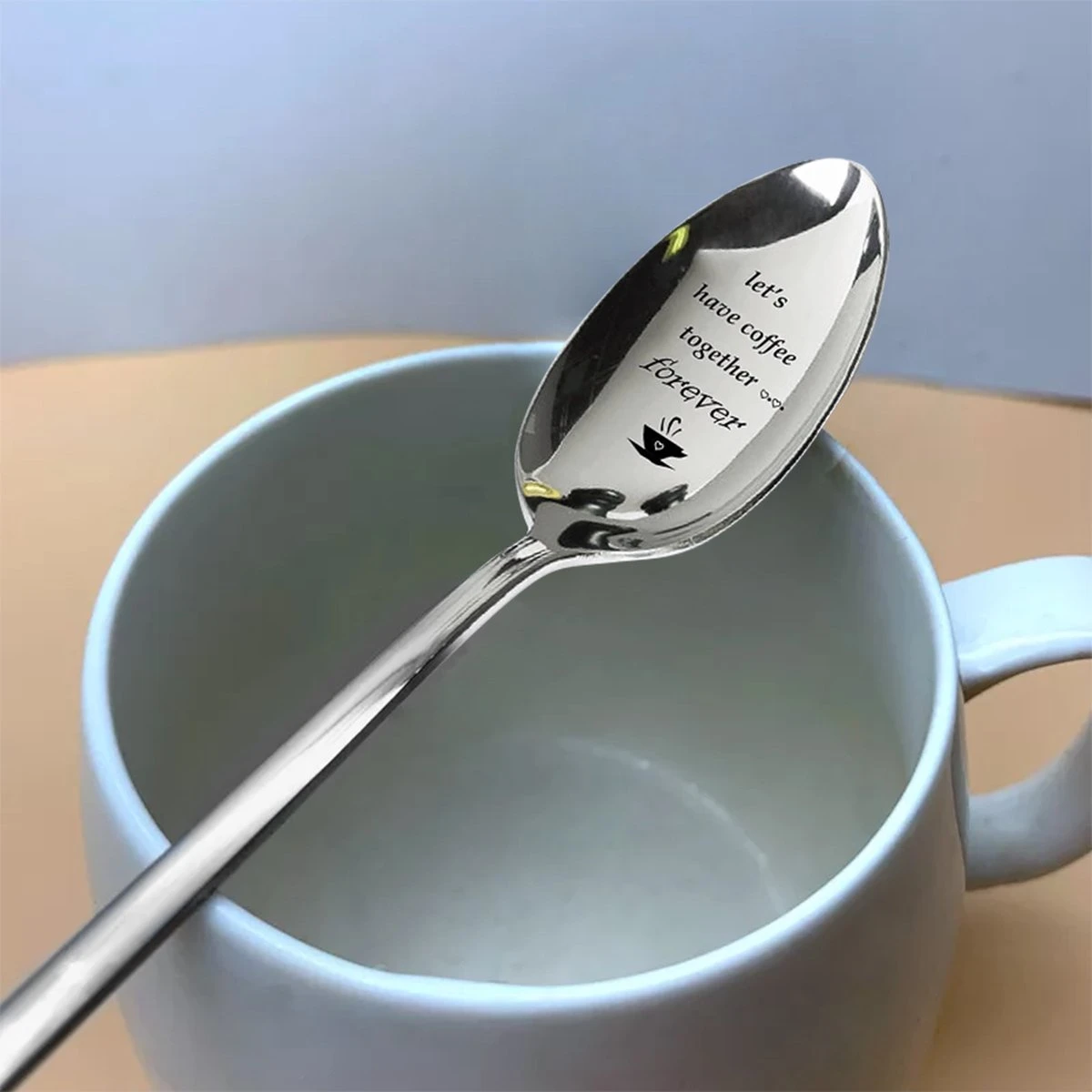 Merkloos Lepel Met Tekst - "Let's Have Coffee Together Forever" - 19.5cm - Valentijn Cadeau Voor Hem Of Haar - Valentijnsdag Verrassing - Versierde Lepel - Lange Lepel - Cadeautje 5 Merkloos Lepel Met Tekst - "Let's Have Coffee Together Forever" - 19.5cm - Valentijn Cadeau Voor Hem Of Haar - Valentijnsdag Verrassing - Versierde Lepel - Lange Lepel - Cadeautje - Afbeelding 3