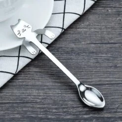 Merkloos 4 Theelepels Hangende Kat - Katten Koffielepel - RVS - Zilverkleurig -Bestek Verkoop 1200x1200 1090