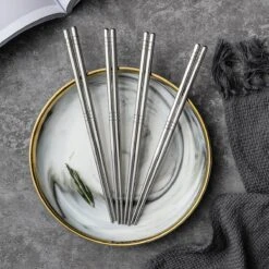 Alheco 6 Paar Koreaanse Chopsticks - Eetstokjes - Metaal / RVS - Zilver -Bestek Verkoop 1200x1200 1124