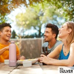 Pulver - RVS Thermosfles / Drinkfles – BPA Vrij – 750 Ml - Waterfles Met Draaidop – Drinkfles – Dubbele Isolatie - Rubberen Coating- Licht Roze -Bestek Verkoop 1200x1200 126