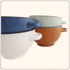 OTIX Soepkommen - Met Oor - Set Van 4 - Verschillende Kleuren - Aardewerk - 680 Ml -Bestek Verkoop 1200x1200 166
