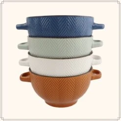 OTIX Soepkommen - Met Oor - Set Van 4 - Verschillende Kleuren - Aardewerk - 680 Ml -Bestek Verkoop 1200x1200 168